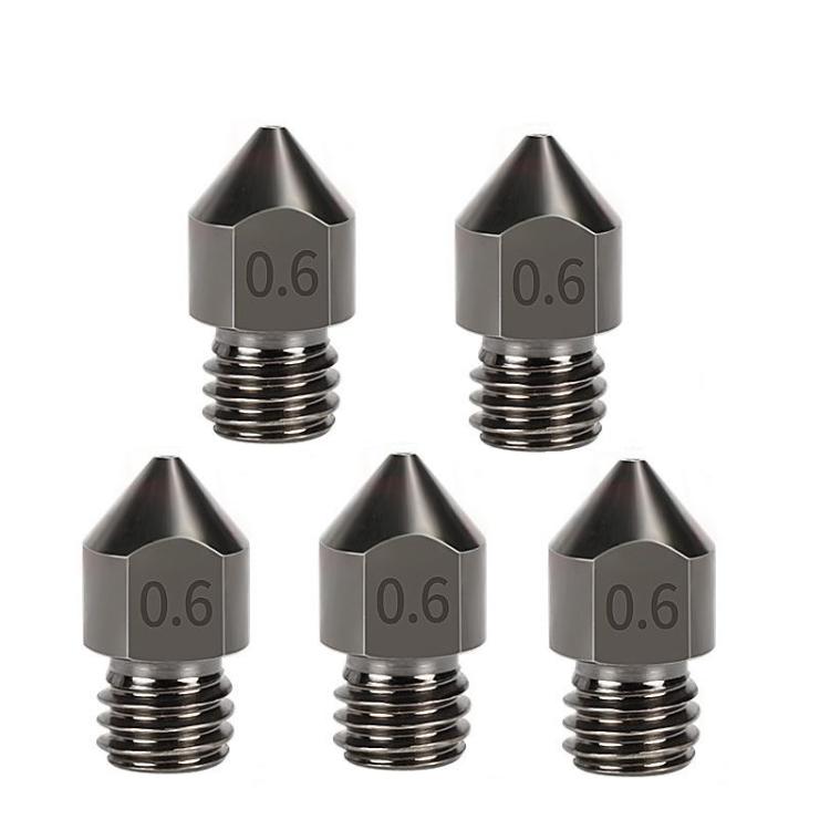 5pcs /Pack 1.75/0.6mm MK8 Hardened Steel Nozzle High-Temperature Resistant 3D Printer Extruder Hotend - Parts by buy2fix | Online Shopping UK | buy2fix