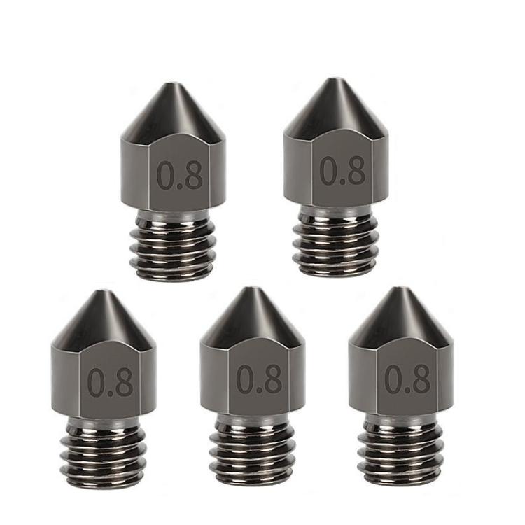 5pcs /Pack 1.75/0.8mm MK8 Hardened Steel Nozzle High-Temperature Resistant 3D Printer Extruder Hotend - Parts by buy2fix | Online Shopping UK | buy2fix