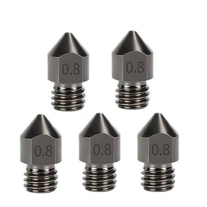 5pcs /Pack 1.75/0.8mm MK8 Hardened Steel Nozzle High-Temperature Resistant 3D Printer Extruder Hotend - Parts by buy2fix | Online Shopping UK | buy2fix
