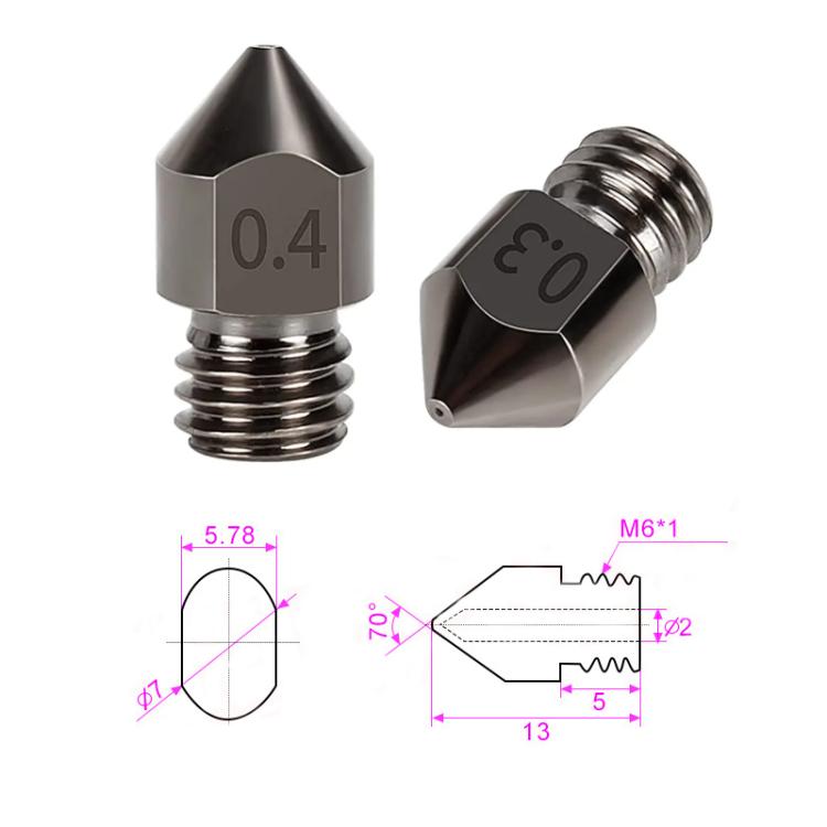 5pcs /Pack 1.75/1.0mm MK8 Hardened Steel Nozzle High-Temperature Resistant 3D Printer Extruder Hotend - Parts by buy2fix | Online Shopping UK | buy2fix