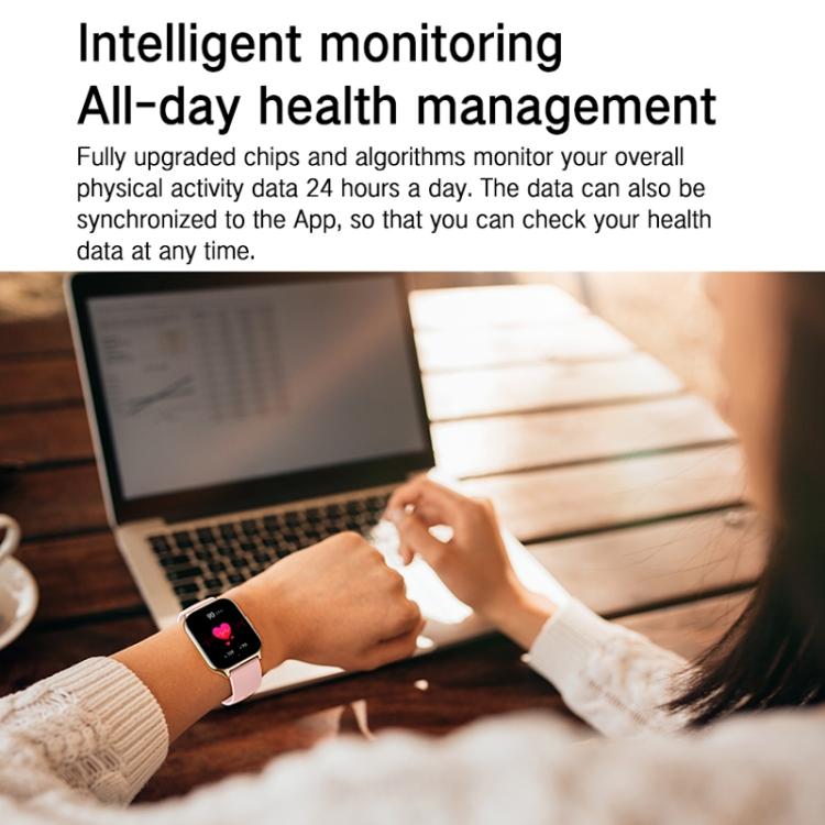 Blood Oxygen / Sleep / Heart Rate Health Monitoring Smart Watch Square Sports Double Strap Watch(Gold Steel+Silicone Pink) - Smart Watches by buy2fix | Online Shopping UK | buy2fix