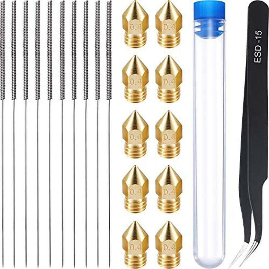 22 In 1 3D Printer Nozzle Cleaning Kit MK8 Nozzle 0.4mm Stainless Steel Cleaning Needle - Parts by buy2fix | Online Shopping UK | buy2fix