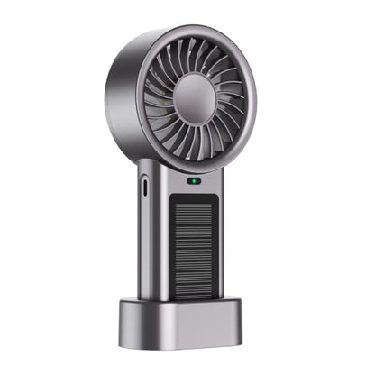 Solar Powered Handheld & Desk Fan with 5-Speed Turbo 12 Blades USB Type-C Fast Charging(Metallic) - Electric Fans by buy2fix | Online Shopping UK | buy2fix
