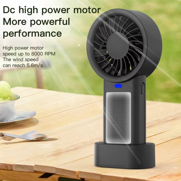 Solar Powered Handheld & Desk Fan with 5-Speed Turbo 12 Blades USB Type-C Fast Charging(Black) - Electric Fans by buy2fix | Online Shopping UK | buy2fix