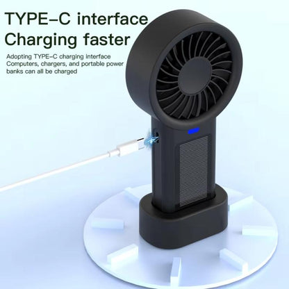 Solar Powered Handheld & Desk Fan with 5-Speed Turbo 12 Blades USB Type-C Fast Charging(Black) - Electric Fans by buy2fix | Online Shopping UK | buy2fix