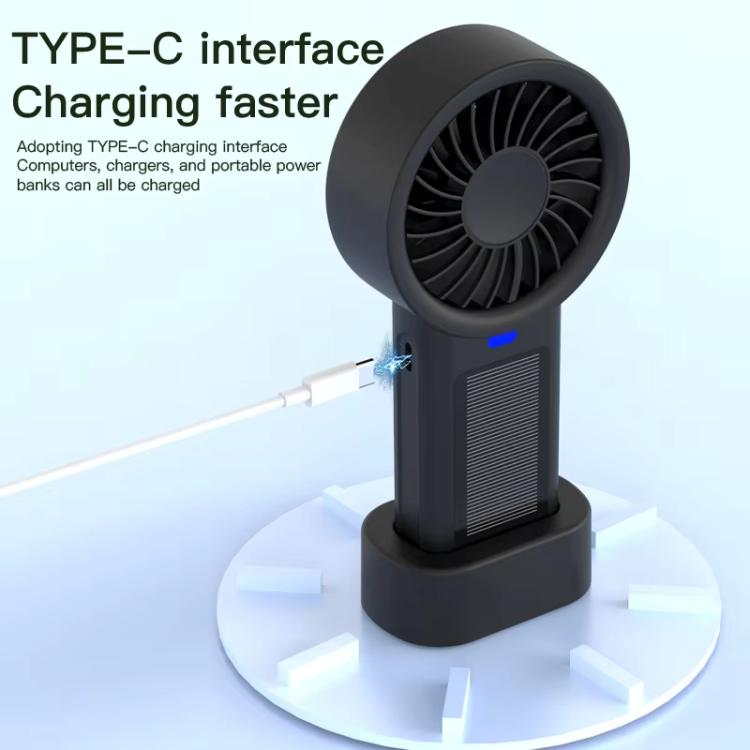 Solar Powered Handheld & Desk Fan with 5-Speed Turbo 12 Blades USB Type-C Fast Charging(Metallic) - Electric Fans by buy2fix | Online Shopping UK | buy2fix