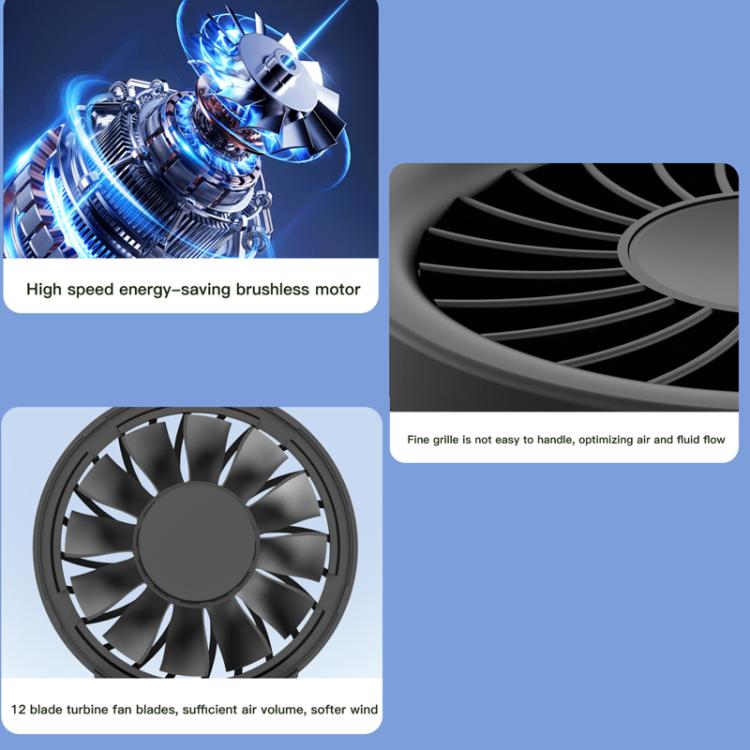 Solar Powered Handheld & Desk Fan with 5-Speed Turbo 12 Blades USB Type-C Fast Charging(Metallic) - Electric Fans by buy2fix | Online Shopping UK | buy2fix