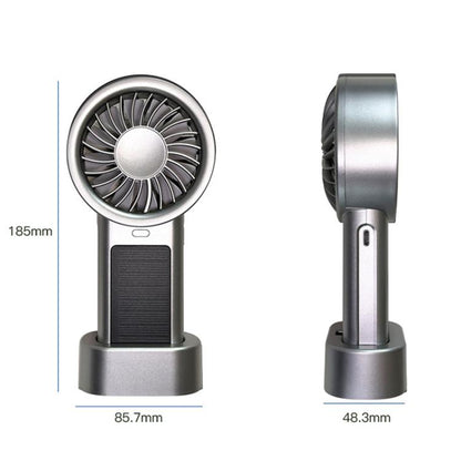 Solar Powered Handheld & Desk Fan with 5-Speed Turbo 12 Blades USB Type-C Fast Charging(Black) - Electric Fans by buy2fix | Online Shopping UK | buy2fix