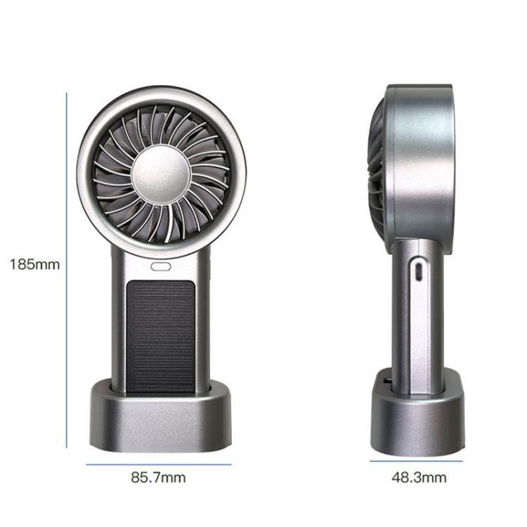Solar Powered Handheld & Desk Fan with 5-Speed Turbo 12 Blades USB Type-C Fast Charging(Metallic) - Electric Fans by buy2fix | Online Shopping UK | buy2fix