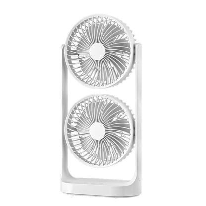Dual Head Desk Fan 360-degree Adjustable Oscillating Air Circulator 3-Speed Portable Cooling Fan 4000 mAh battery - Electric Fans by buy2fix | Online Shopping UK | buy2fix