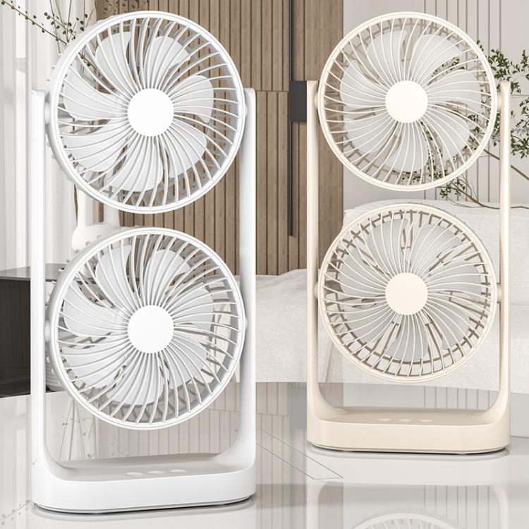 Dual Head Desk Fan 360-degree Adjustable Oscillating Air Circulator 3-Speed Portable Cooling Fan 4000 mAh battery - Electric Fans by buy2fix | Online Shopping UK | buy2fix