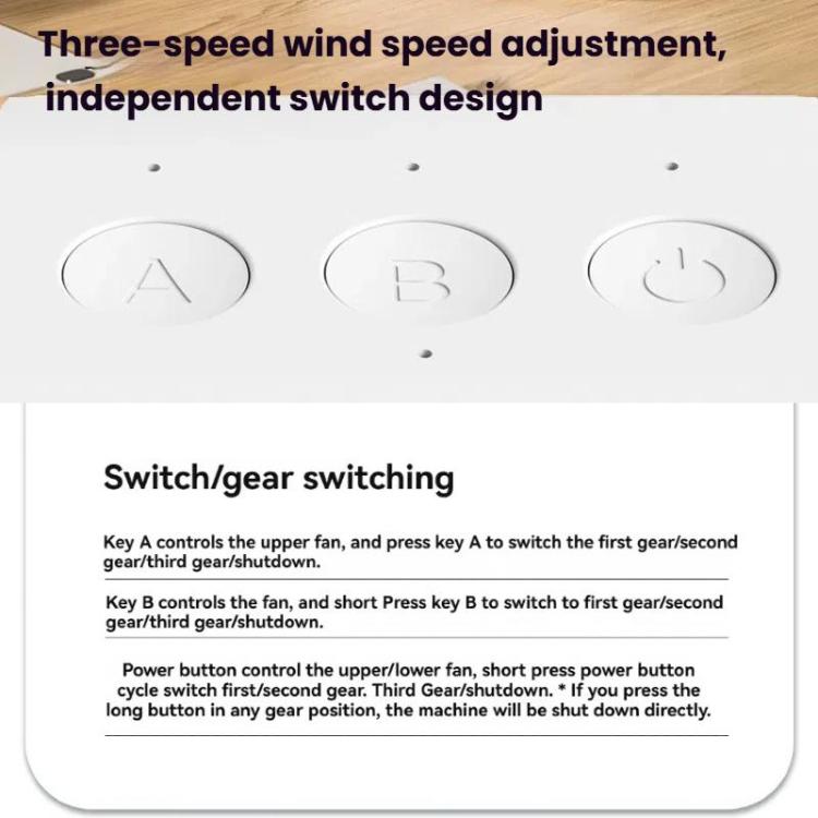 Dual Head Desk Fan 360-degree Adjustable Oscillating Air Circulator 3-Speed Portable Cooling Fan Without Battery - Electric Fans by buy2fix | Online Shopping UK | buy2fix