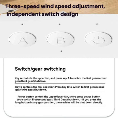 Dual Head Desk Fan 360-degree Adjustable Oscillating Air Circulator 3-Speed Portable Cooling Fan Without Battery - Electric Fans by buy2fix | Online Shopping UK | buy2fix