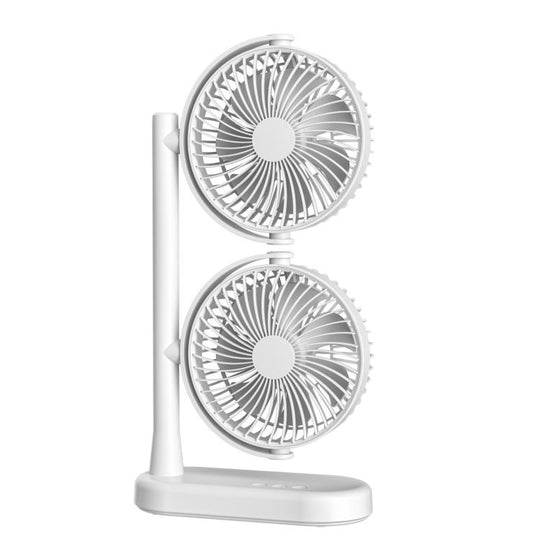 Dual Head Desk Fan 360-Degree Adjustable Oscillating Air Circulator 3-Speed Portable Cooling Fan 4000 mAh Battery