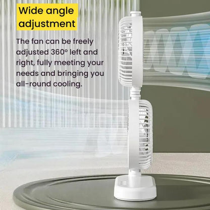 Dual Head Desk Fan 360-Degree Adjustable Oscillating Air Circulator 3-Speed Portable Cooling Fan Without Battery - Electric Fans by buy2fix | Online Shopping UK | buy2fix