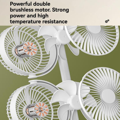 Dual Head Desk Fan 360-Degree Adjustable Oscillating Air Circulator 3-Speed Portable Cooling Fan Without Battery - Electric Fans by buy2fix | Online Shopping UK | buy2fix