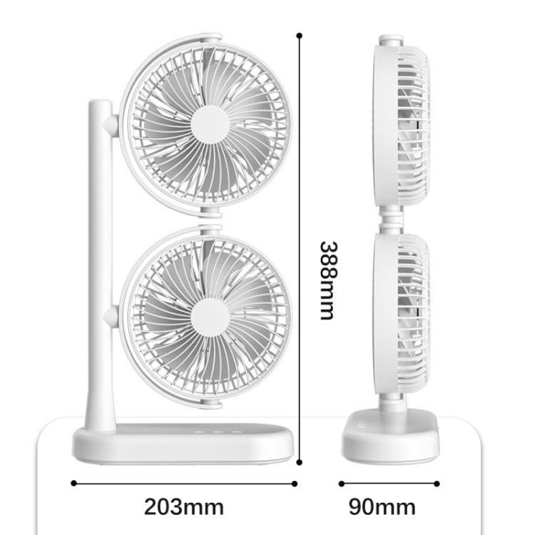 Dual Head Desk Fan 360-Degree Adjustable Oscillating Air Circulator 3-Speed Portable Cooling Fan 4000 mAh Battery - Electric Fans by buy2fix | Online Shopping UK | buy2fix
