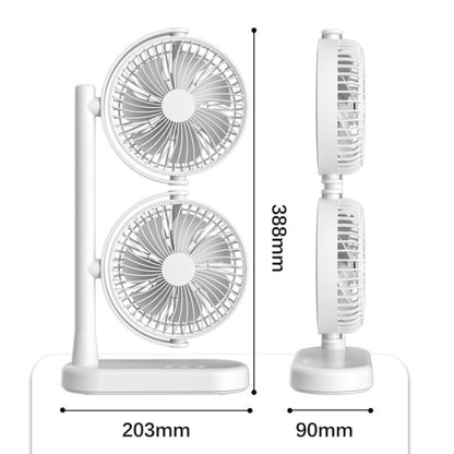 Dual Head Desk Fan 360-Degree Adjustable Oscillating Air Circulator 3-Speed Portable Cooling Fan Without Battery - Electric Fans by buy2fix | Online Shopping UK | buy2fix