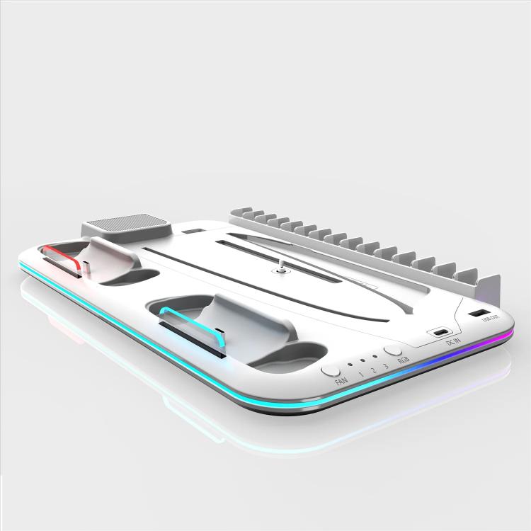 For PS5 Slim / Pro Multi-functional Cooling Stand with Controller Charging Station & Game Disc Storage Holder(White) - Holder by buy2fix | Online Shopping UK | buy2fix