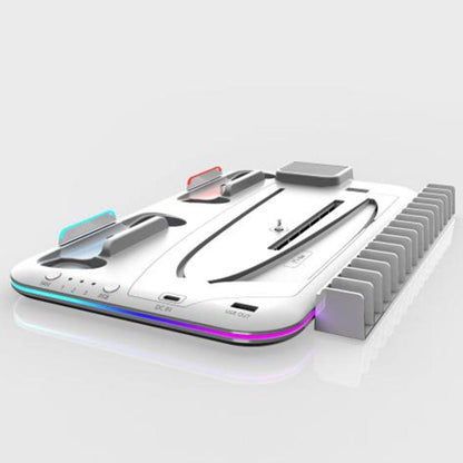 For PS5 Slim / Pro Multi-functional Cooling Stand with Controller Charging Station & Game Disc Storage Holder(White) - Holder by buy2fix | Online Shopping UK | buy2fix