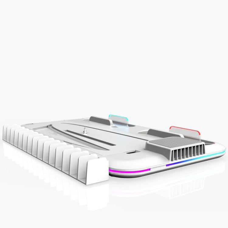 For PS5 Slim / Pro Multi-functional Cooling Stand with Controller Charging Station & Game Disc Storage Holder(White) - Holder by buy2fix | Online Shopping UK | buy2fix