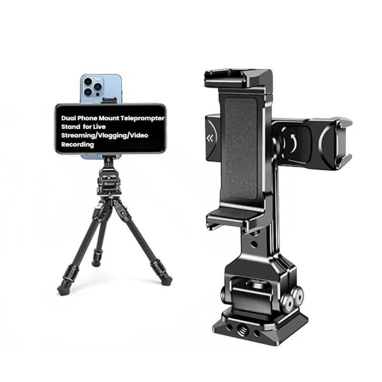 Dual Phone Mount Teleprompter Stand with Arca-Swiss Base Compatible with DJI Stabilizers for Live Streaming/Vlogging/Video Recording(8245) - Stand by buy2fix | Online Shopping UK | buy2fix