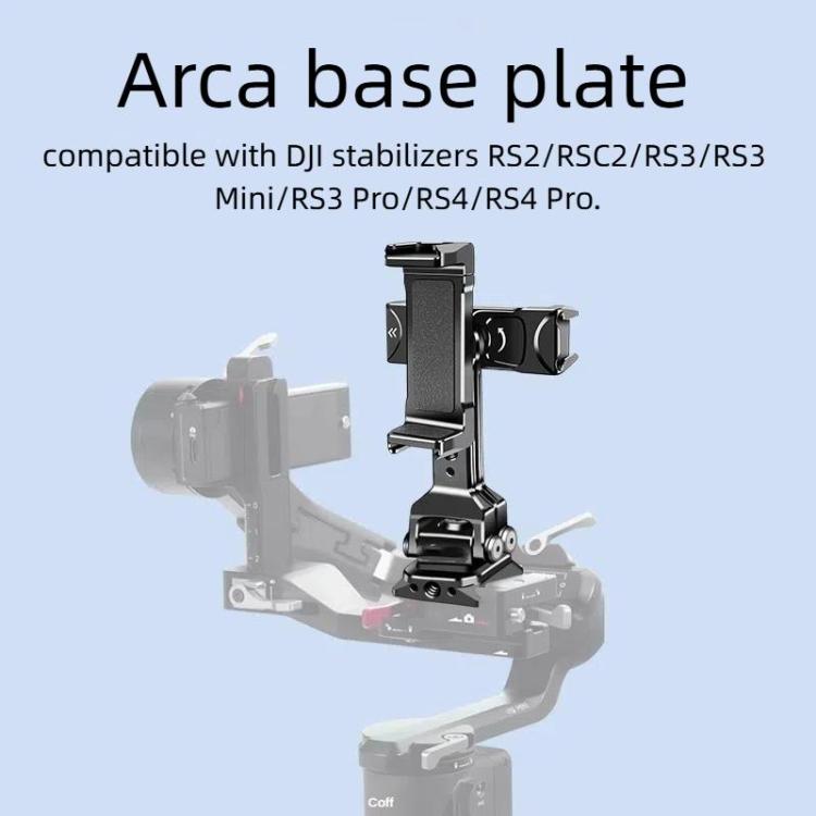 Dual Phone Mount Teleprompter Stand with Arca-Swiss Base Compatible with DJI Stabilizers for Live Streaming/Vlogging/Video Recording(8245) - Stand by buy2fix | Online Shopping UK | buy2fix
