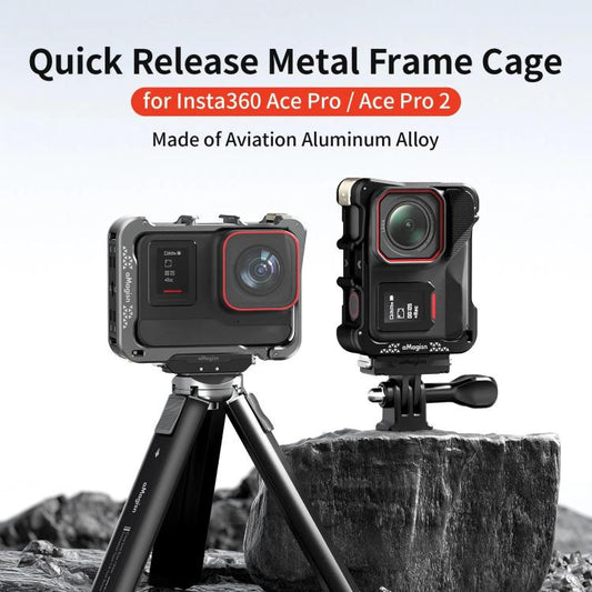 For Insta360 Ace Pro 2 / Ace Pro Camera AMagisn Quick Release Metal Cage Horizontal & Vertical Shooting Protective Frame(Charcoal Metallic) - Mount & Holder by aMagisn | Online Shopping UK | buy2fix
