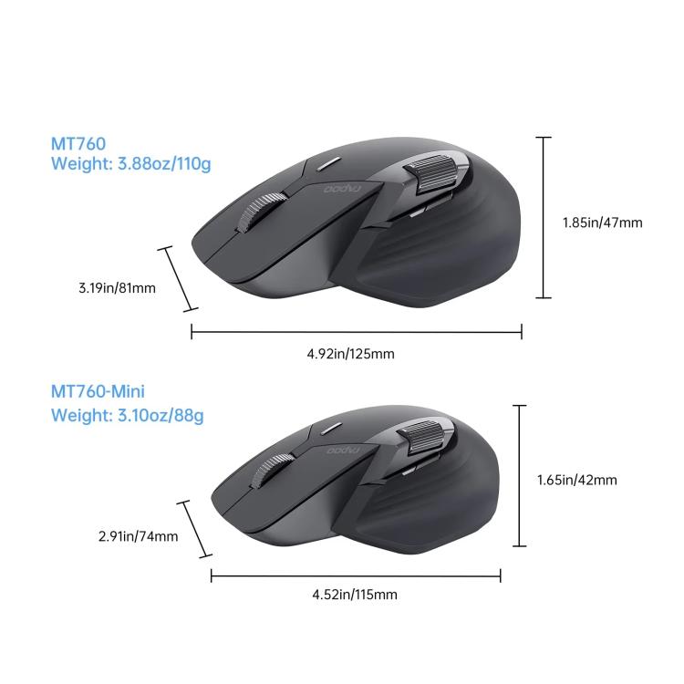 Rapoo Wireless Triple Mode Mice Ergonomic Desktop Laptop Business Office Mouse, Color: MT760 Pink - Wireless Mice by Rapoo | Online Shopping UK | buy2fix