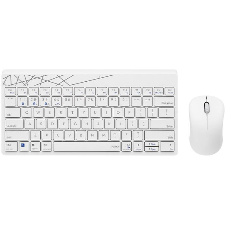 Rapoo 8000GT Bluetooth / 2.4G Wireless Keyboard Mice Set Laptop Tablet Cell Phone Keyboard And Mouse(White) - Wireless Keyboard by Rapoo | Online Shopping UK | buy2fix