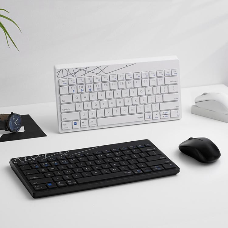 Rapoo 8000GT Bluetooth / 2.4G Wireless Keyboard Mice Set Laptop Tablet Cell Phone Keyboard And Mouse(White) - Wireless Keyboard by Rapoo | Online Shopping UK | buy2fix
