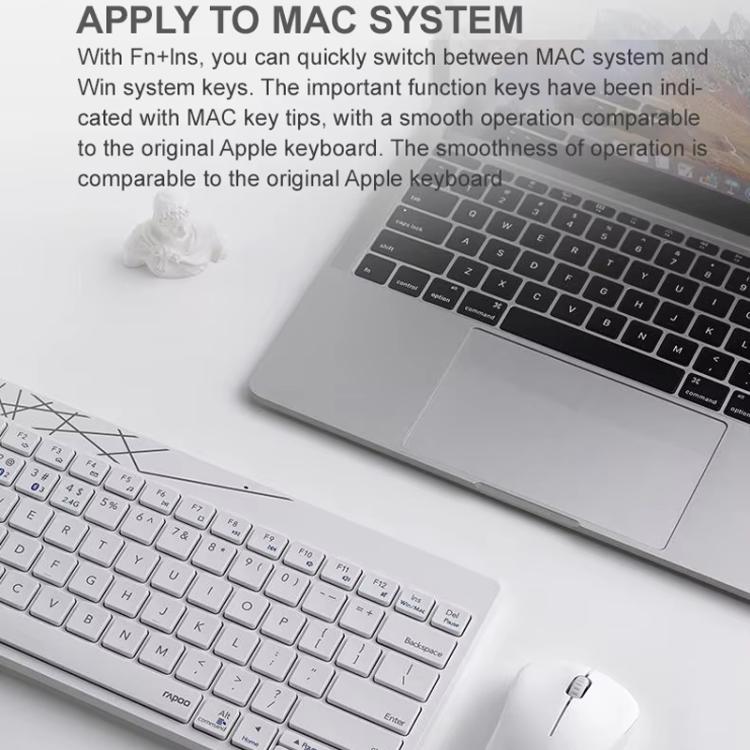 Rapoo 8000GT Bluetooth / 2.4G Wireless Keyboard Mice Set Laptop Tablet Cell Phone Keyboard And Mouse(White) - Wireless Keyboard by Rapoo | Online Shopping UK | buy2fix