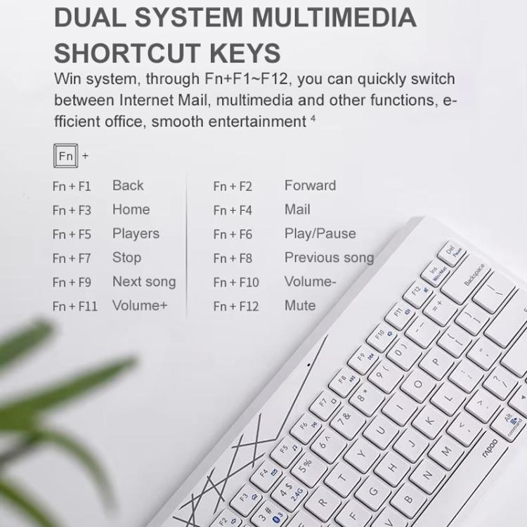 Rapoo 8000GT Bluetooth / 2.4G Wireless Keyboard Mice Set Laptop Tablet Cell Phone Keyboard And Mouse(White) - Wireless Keyboard by Rapoo | Online Shopping UK | buy2fix