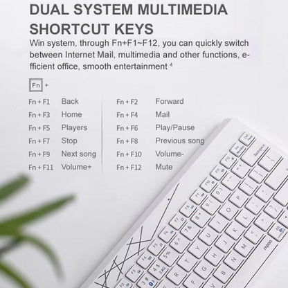 Rapoo 8000GT Bluetooth / 2.4G Wireless Keyboard Mice Set Laptop Tablet Cell Phone Keyboard And Mouse(White) - Wireless Keyboard by Rapoo | Online Shopping UK | buy2fix