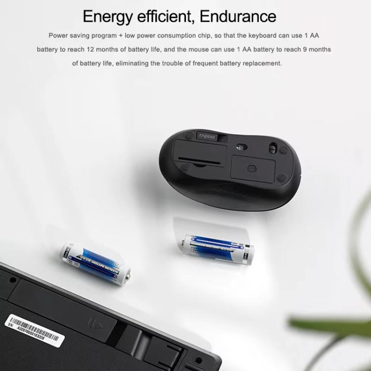 Rapoo 8000GT Bluetooth / 2.4G Wireless Keyboard Mice Set Laptop Tablet Cell Phone Keyboard And Mouse(Black) - Wireless Keyboard by Rapoo | Online Shopping UK | buy2fix