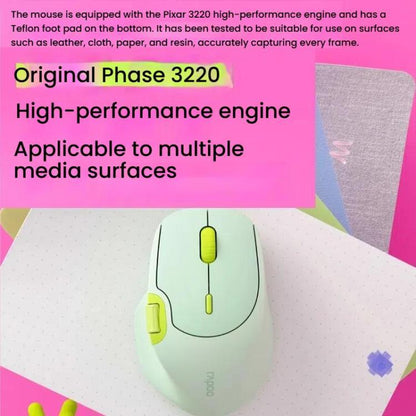 Rapoo MT560 3-Mode Wireless Bluetooth Mouse Ergonomic Desktop Laptop Mouse(Pink) - Wireless Mice by Rapoo | Online Shopping UK | buy2fix