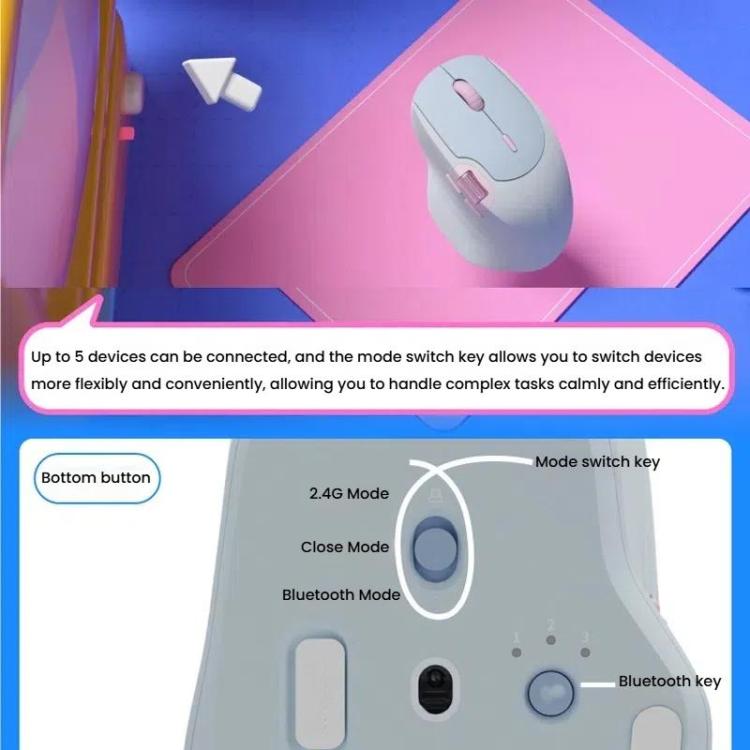 Rapoo MT560 3-Mode Wireless Bluetooth Mouse Ergonomic Desktop Laptop Mouse(Light Blue) - Wireless Mice by Rapoo | Online Shopping UK | buy2fix