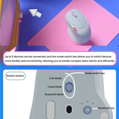 Rapoo MT560 3-Mode Wireless Bluetooth Mouse Ergonomic Desktop Laptop Mouse(Light Blue) - Wireless Mice by Rapoo | Online Shopping UK | buy2fix