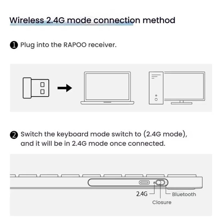 Rapoo E9050L Tri-mode Bluetooth Wireless Keyboard Silent Laptop Keyboard(White) - Wireless Keyboard by Rapoo | Online Shopping UK | buy2fix