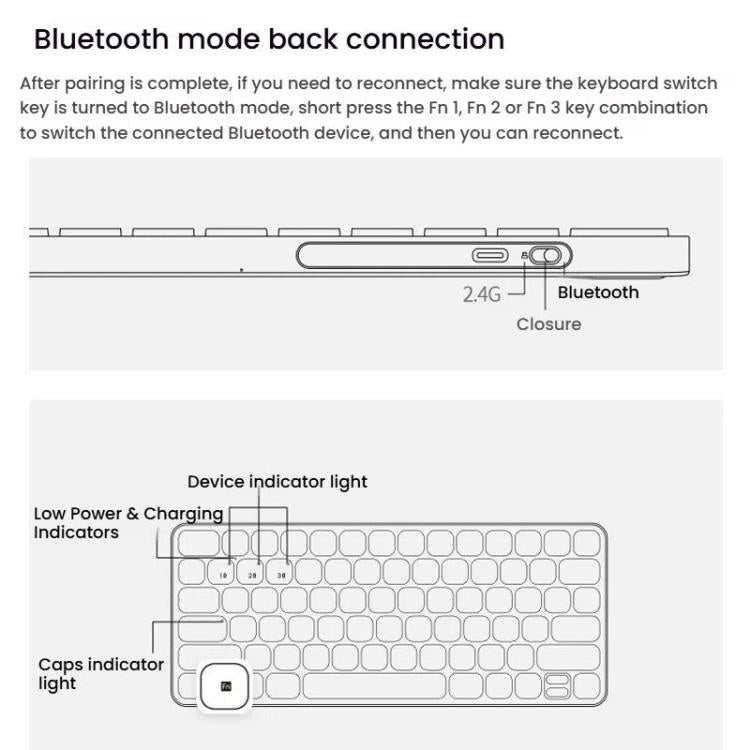 Rapoo E9050L Tri-mode Bluetooth Wireless Keyboard Silent Laptop Keyboard(Dark Gray) - Wireless Keyboard by Rapoo | Online Shopping UK | buy2fix