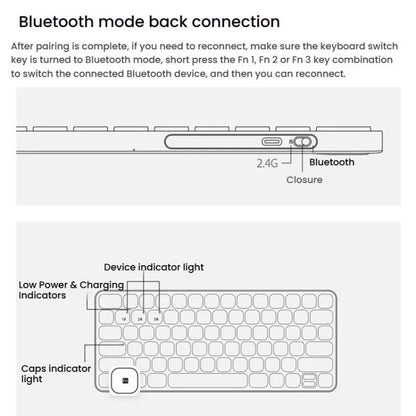Rapoo E9050L Tri-mode Bluetooth Wireless Keyboard Silent Laptop Keyboard(Dark Gray) - Wireless Keyboard by Rapoo | Online Shopping UK | buy2fix