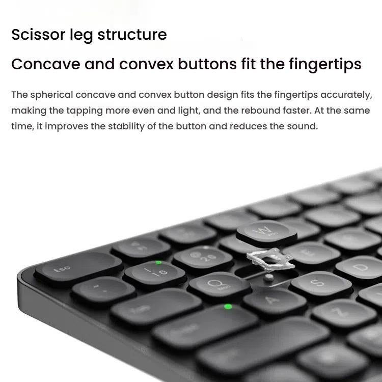 Rapoo E9050L Tri-mode Bluetooth Wireless Keyboard Silent Laptop Keyboard(Dark Gray) - Wireless Keyboard by Rapoo | Online Shopping UK | buy2fix