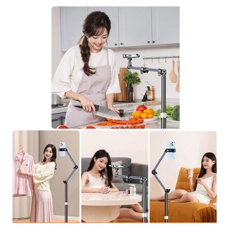 1.7m Mobile Phone Floor Stand Overhead Shooting Holder Retractable Lazy Support Without Remote Control - Lazy Bracket by buy2fix | Online Shopping UK | buy2fix