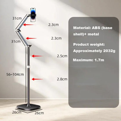 1.7m Mobile Phone Floor Stand Overhead Shooting Holder Retractable Lazy Support With Remote Control - Lazy Bracket by buy2fix | Online Shopping UK | buy2fix