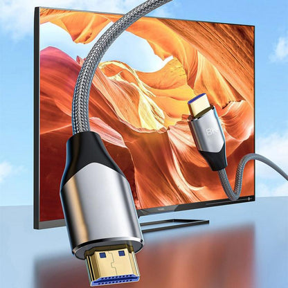 VegGieg W-H4 8K HDMI 2.1 Cable TV Set-Top Box Computer Connection Monitor Projector Video HD Cable, Size: 3m(Cotton Mesh Gray) - Cable by VegGieg | Online Shopping UK | buy2fix