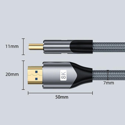 VegGieg W-H4 8K HDMI 2.1 Cable TV Set-Top Box Computer Connection Monitor Projector Video HD Cable, Size: 1.5m(Cotton Mesh Gray) - Cable by VegGieg | Online Shopping UK | buy2fix