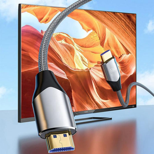 VegGieg W-H4 8K HDMI 2.1 Cable TV Set-Top Box Computer Connection Monitor Projector Video HD Cable, Size: 5m(Cotton Mesh Gray) - Cable by VegGieg | Online Shopping UK | buy2fix