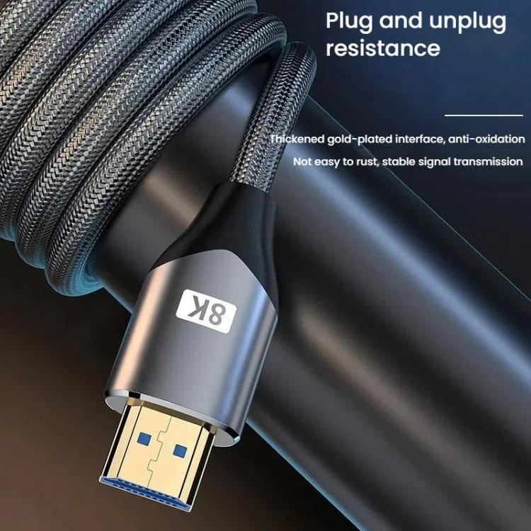 VegGieg W-H4 8K HDMI 2.1 Cable TV Set-Top Box Computer Connection Monitor Projector Video HD Cable, Size: 1m(Cotton Mesh Gray) - Cable by VegGieg | Online Shopping UK | buy2fix