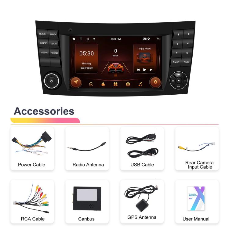 7 inch Horizontal Screen 2+64G Bluetooth Car Player Carplay Car Center Control Integrated Machine For Mercedes-Benz W211 / E200 / E220 / CLS350 / CLS500, Spec: Standard - Car MP3 & MP4 & MP5 by buy2fix | Online Shopping UK | buy2fix