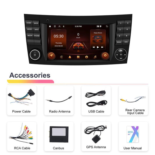 7 inch Horizontal Screen 2+64G Bluetooth Car Player Carplay Car Center Control Integrated Machine For Mercedes-Benz W211 / E200 / E220 / CLS350 / CLS500, Spec: Standard - Car MP3 & MP4 & MP5 by buy2fix | Online Shopping UK | buy2fix